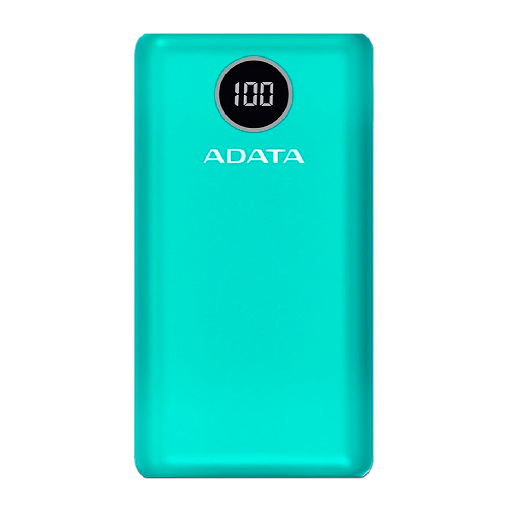 PowerBank ADATA, 20,000 mAh. Compatible con Qualcomm QC 3.0 con Pantalla Digital, Color Verde