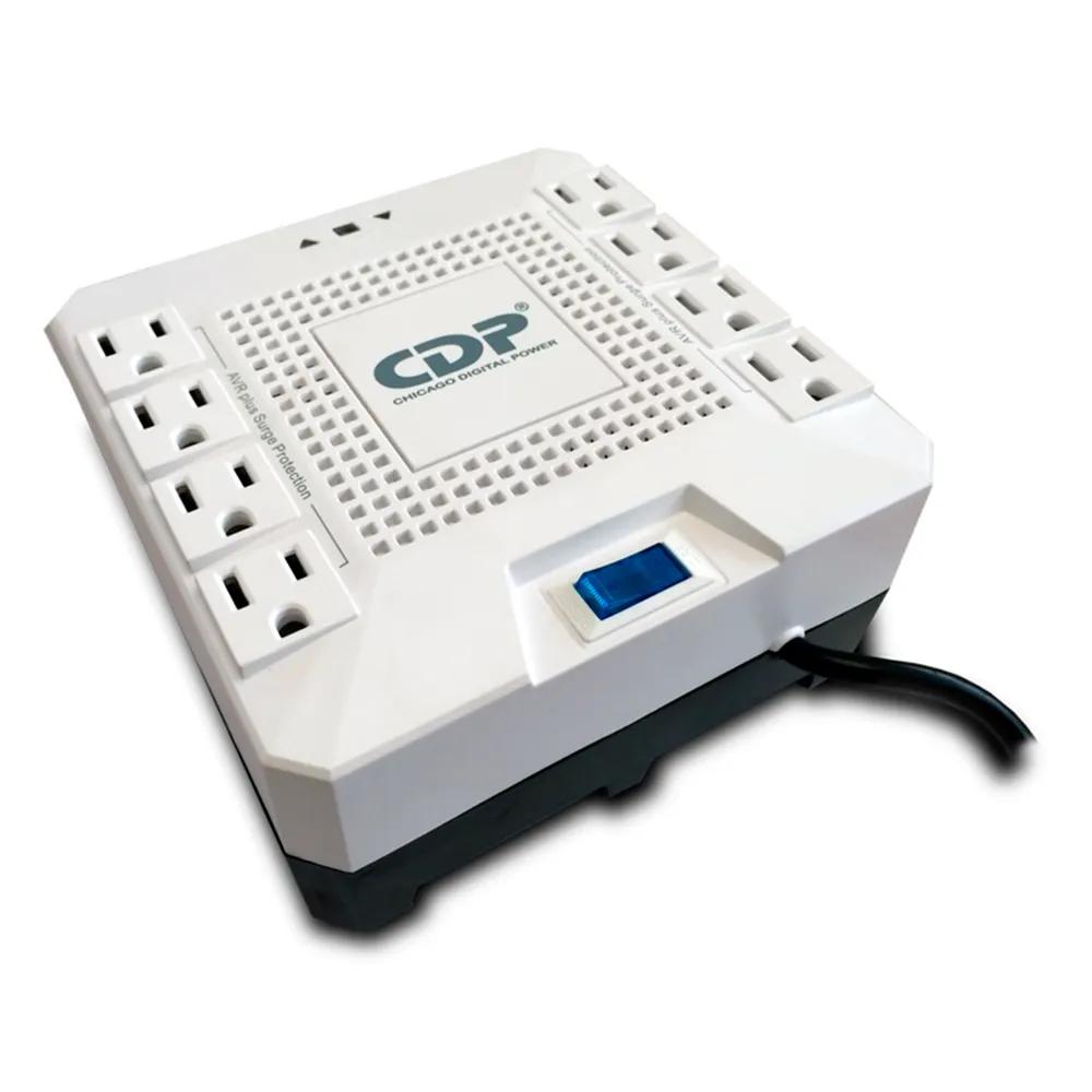 CDP AVRPRO1808 Regulador 1800Va/1Pc000W, 8 Contactos, Protector RJ-45 y RJ-11 Supresor de Picos, Negro
