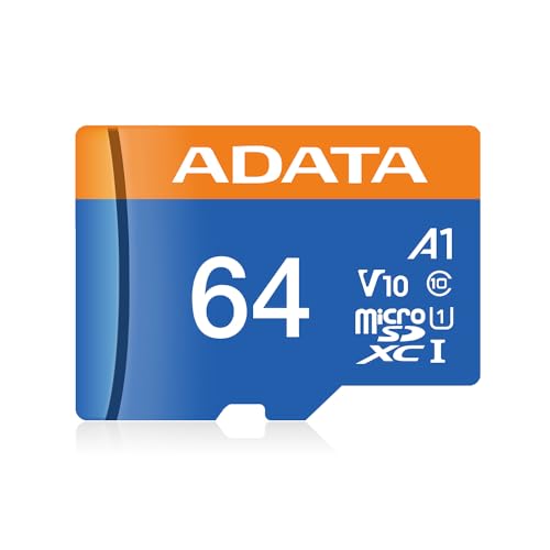 Tarjeta de Memoria Micro ADATA 64 GB SDXC con Adaptador Color Negro con Azul A1 (Clase 10)