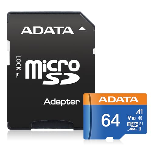 Tarjeta de Memoria Micro ADATA 64 GB SDXC con Adaptador Color Negro con Azul A1 (Clase 10)