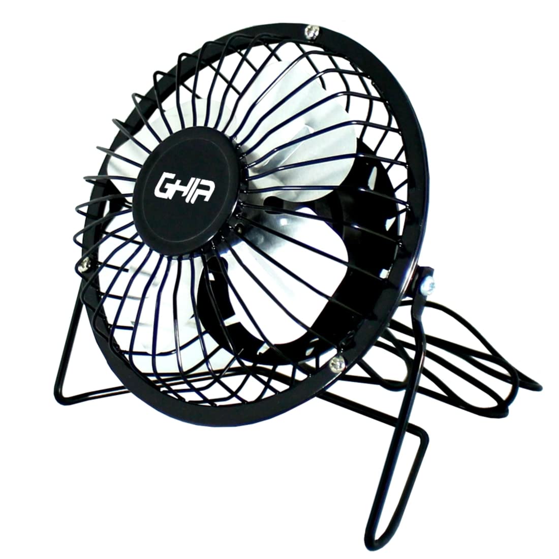 Mini Ventilador De Escritorio GHIA, Metálico de 4 Aspas, Alimentación por USB, 4" (10.16CM)