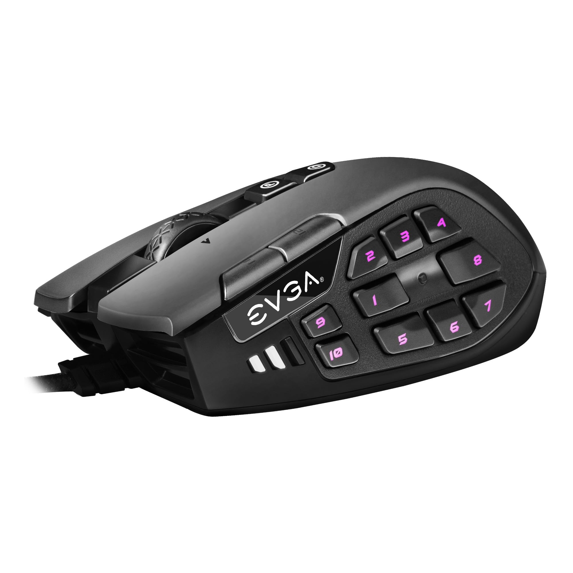 EVGA Ratón para Juegos X15 MMO, 8K, con Cable, Negro, Personalizable, 16.000 dpi, 5 perfiles, 20 Botones, ergonómico 904-W1-15BK-KR
