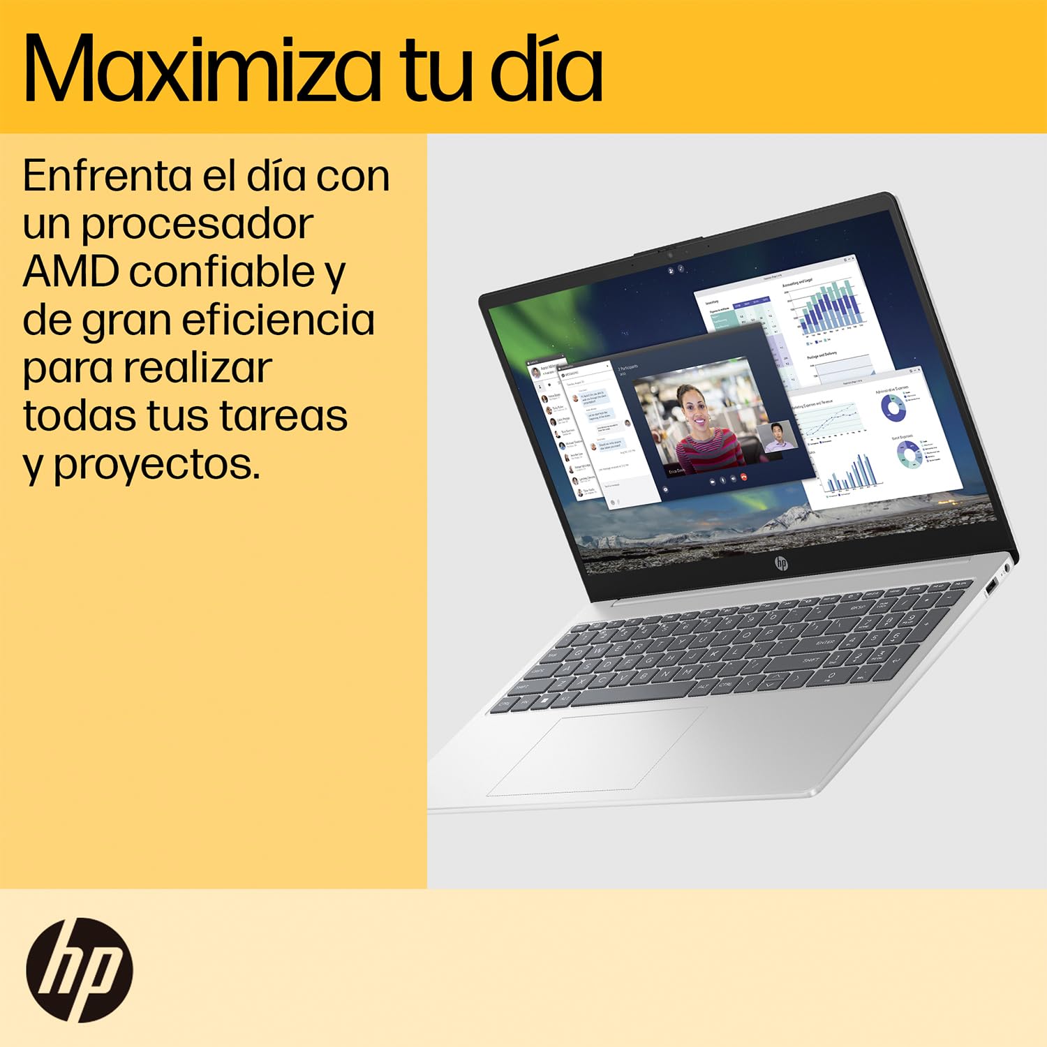 Laptop HP AMD Ryzen 7 7730U RAM 16GB NVMe 512GB Pantalla 15.6" HD Win11 Home