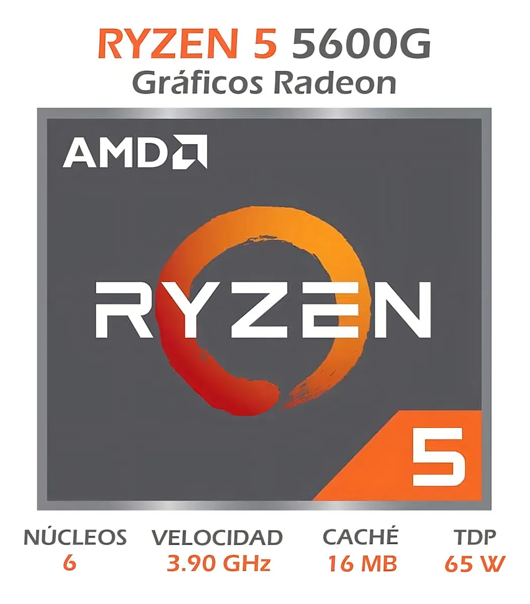PC GAMER RYZEN 5 5600G RAM 16GB SSD 240+HDD 3TB RTX 3050 80+