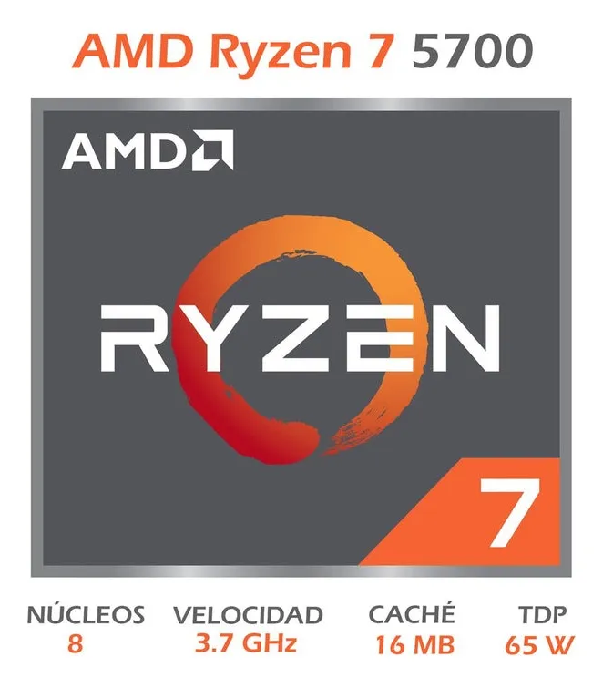 CPU GAMER RYZEN 7 5700 RTX 5050 8GB RAM 16GB M.2 512GB WIFI