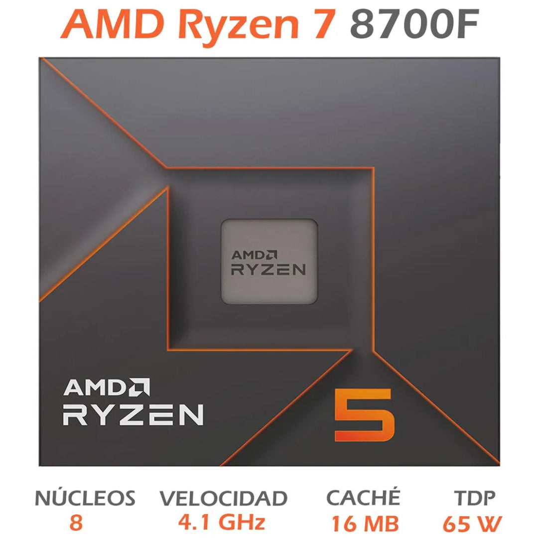 CPU GAMER AMD RYZEN 7 8700F RTX 5060 8GB RAM 16GB SSD M.2 512GB 80+