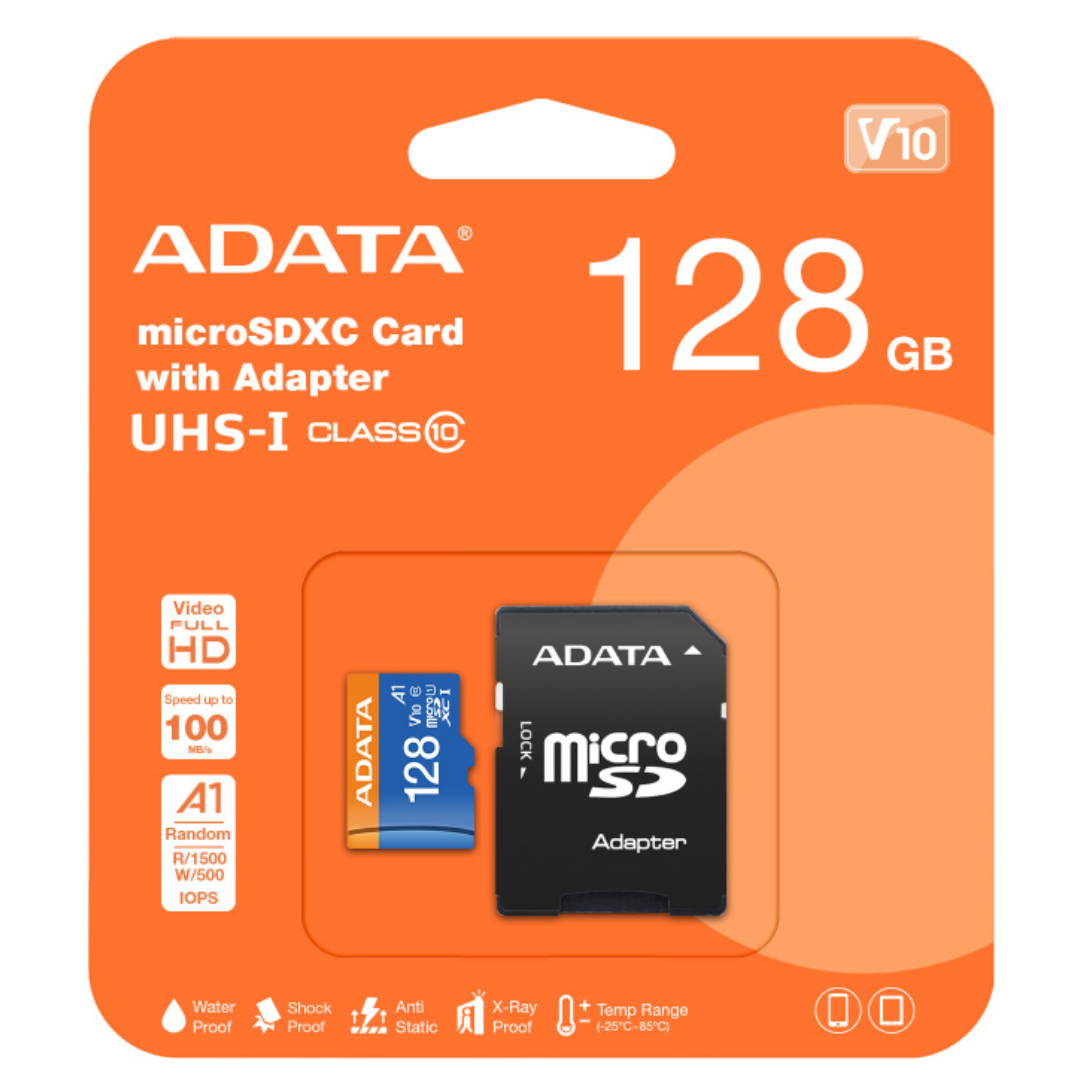 Tarjeta MicroSD Adata Premier, 128GB Memoria microSDXC UHS-I Clase 10, con Adaptador