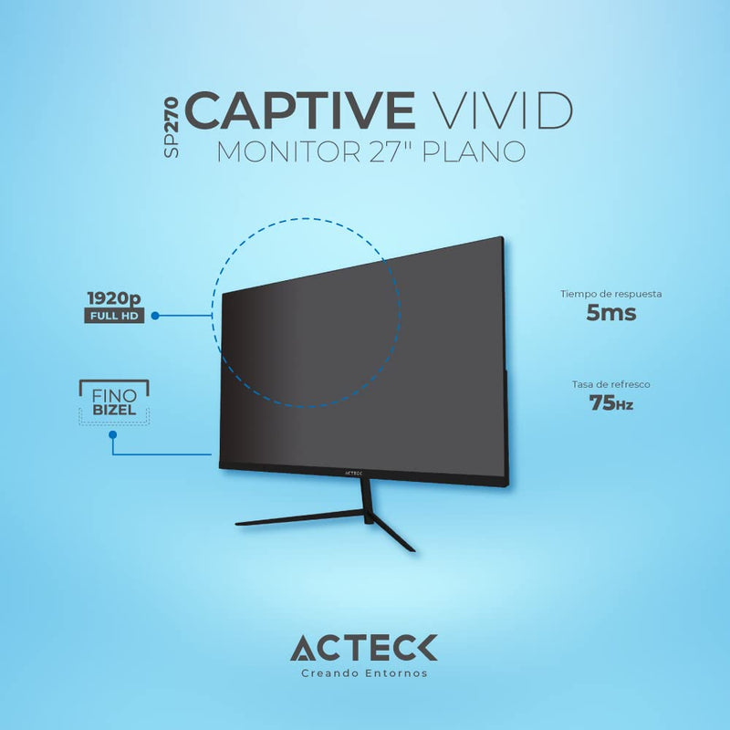 Acteck Monitor Led 27" Captive Vivid SP270 Full HD 1080p con Bocinas