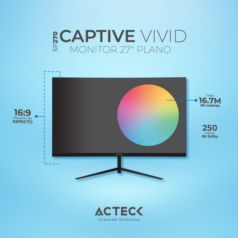 Acteck Monitor Led 27" Captive Vivid SP270 Full HD 1080p con Bocinas