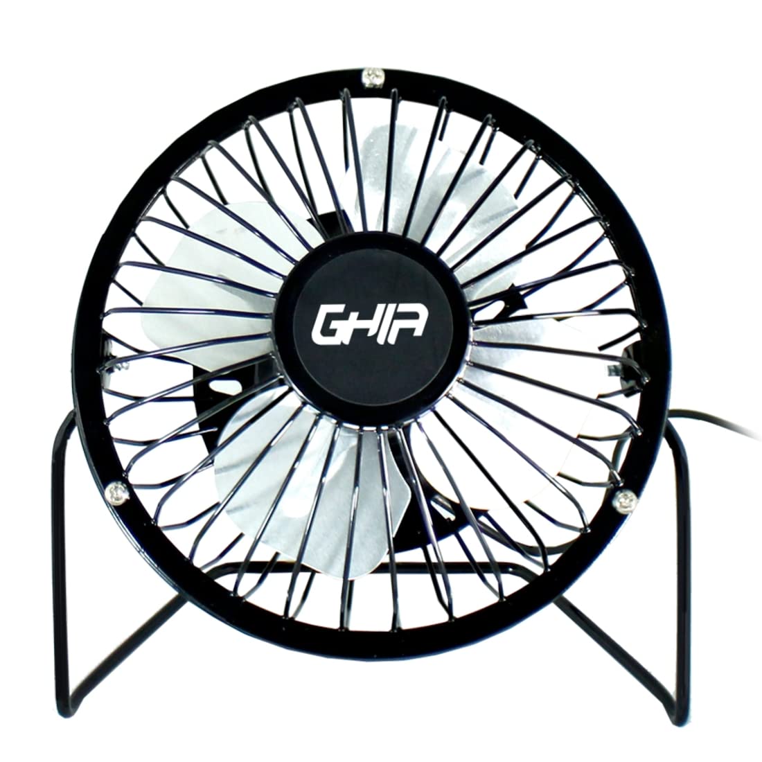 Mini Ventilador De Escritorio GHIA, Metálico de 4 Aspas, Alimentación por USB, 4" (10.16CM)