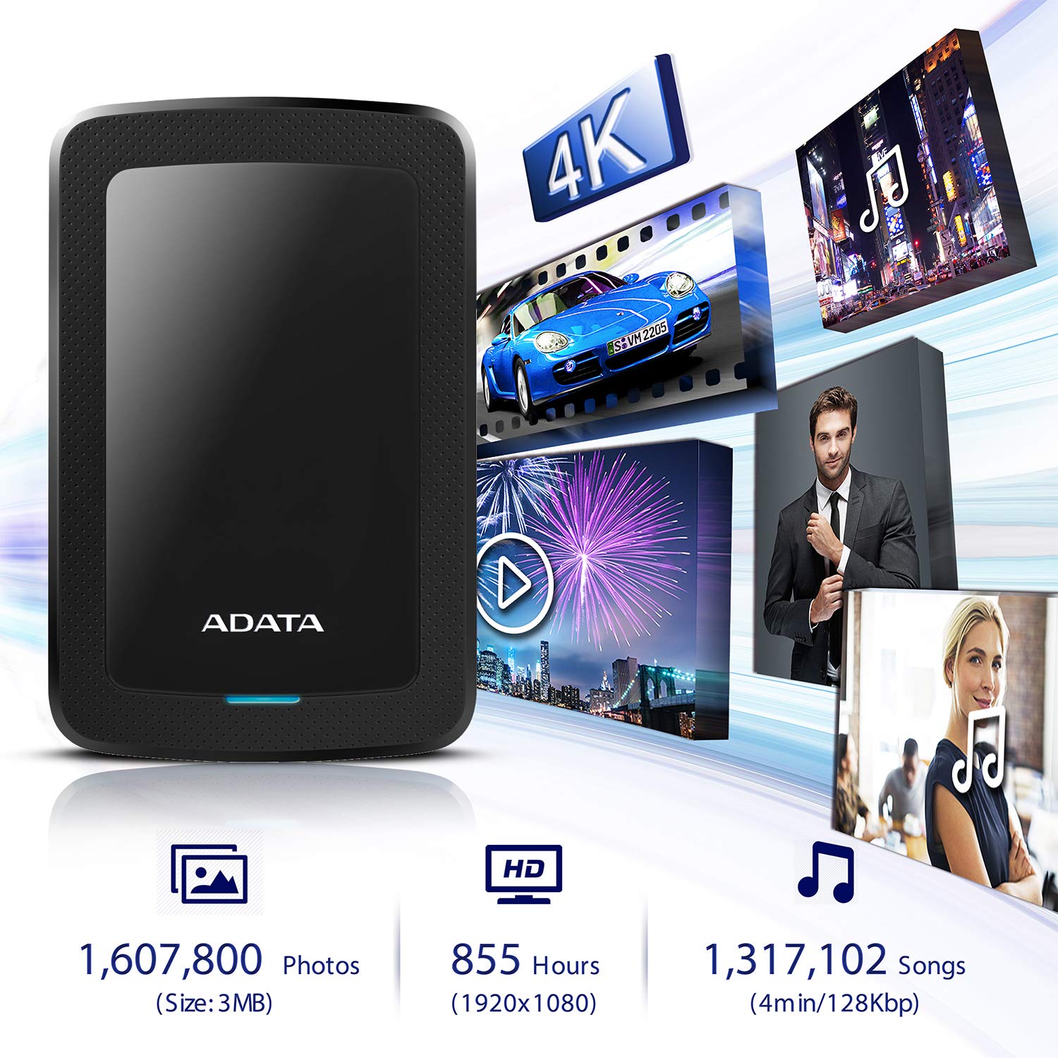 Disco Duro Externo Adata 1TB, 2.5'', USB 3.0, Negro