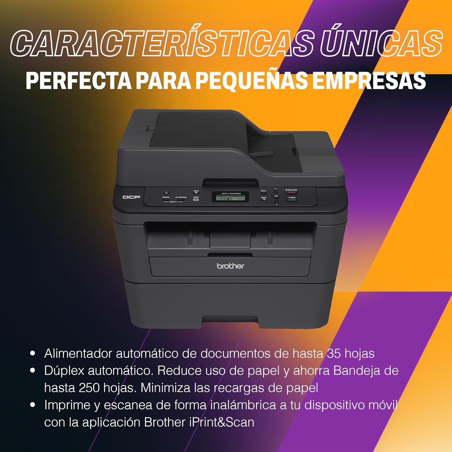 Brother Multifuncional Láser 3 en 1 Impresión, Copiado y Escaneado Duplex