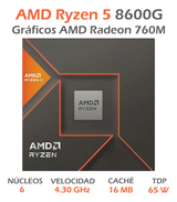 PC GAMER AMD RYZEN 5 8600G RAM 32GB M.2 1 TB RX7600 8GB 23.8" ROSA