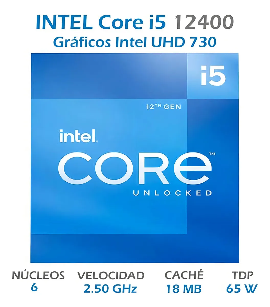 PC DE ESCRITORIO BÁSICA CORE I5 12400 8GB RAM SSD 240GB WIFI