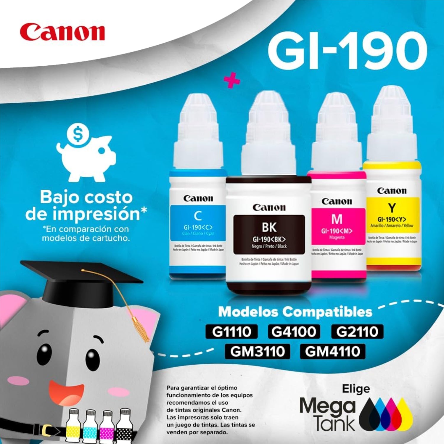 Impresora Canon Multifuncional  Copia, Imprime, Escanea, PIXMA G2110. Usa tinta Continua