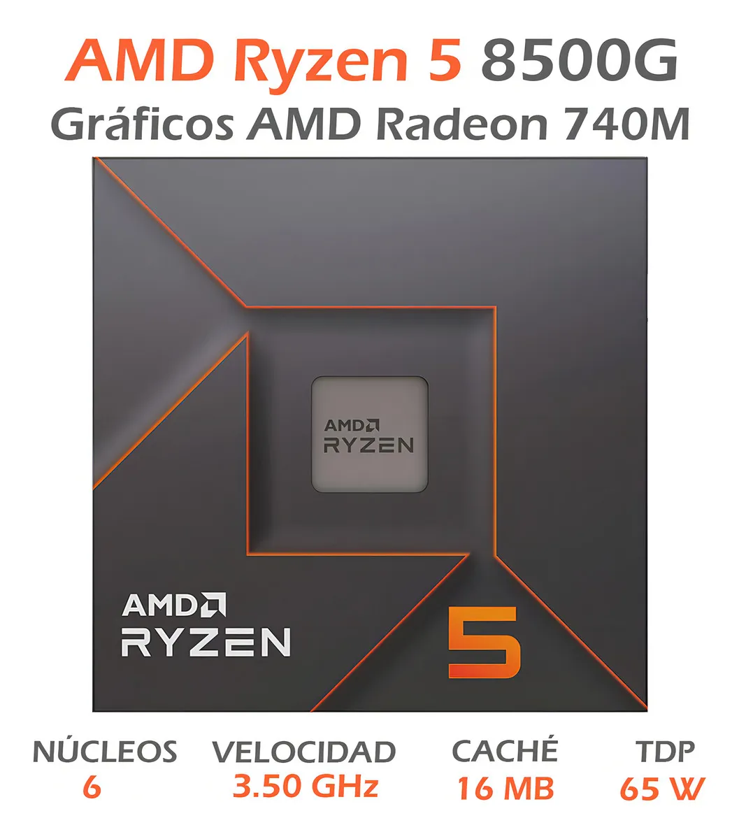CPU GAMER RYZEN AMD 5 8500G RX7600 8GB RAM 16GB M.2 512