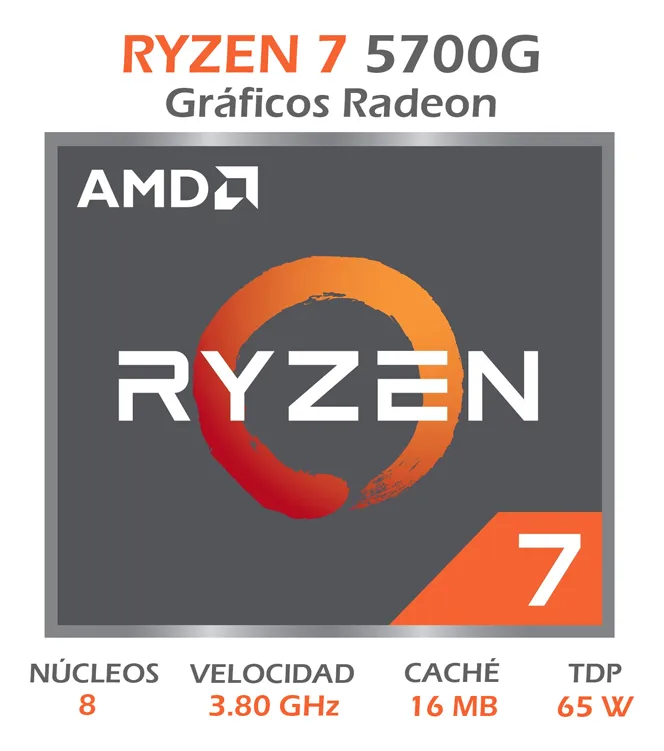 PC GAMER RYZEN 7 5700G RAM 16GB M.2 480GB MON 21.5" FHD
