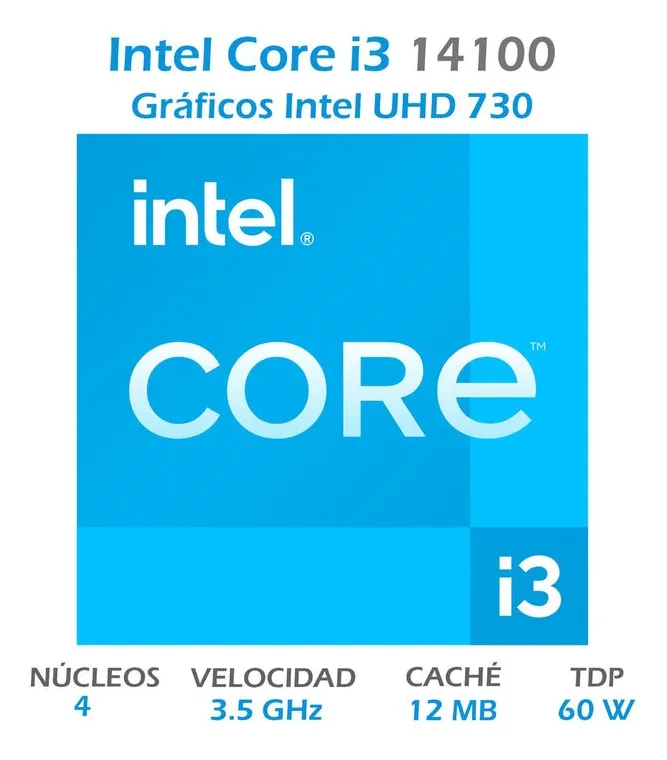 PC DE OFICINA CORE I3 14100 RAM 16GB M.2 512GB MON 21.5"
