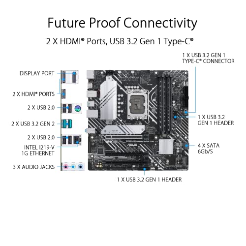 Asus Tarjeta Madre B660 Intel, Prime B660M-A D4, Intel 12va Gen, LGA 1700 Aura Sync
