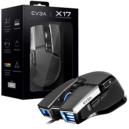 EVGA X17 - Ratón para Juegos, con Cable, Negro. Gris
