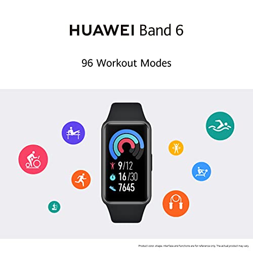 HUAWEI Band 6- Banda Inteligente, Pantalla FullView 1.47", Monitoreo de SpO2, Monitor de Ritmo y Sueño, 2 semanas de Batería- Negro
