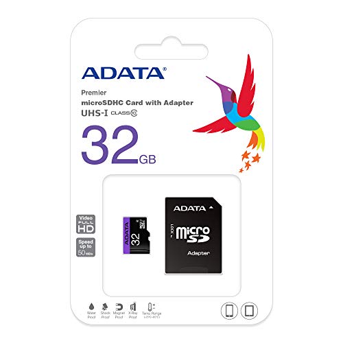 ADATA 32 GB Tarjeta de Memoria Micro SDHC con Adaptador Color Negro con Morado (Clase 10)