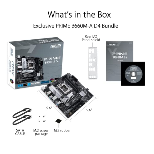 Asus Tarjeta Madre B660 Intel, Prime B660M-A D4, Intel 12va Gen, LGA 1700 Aura Sync