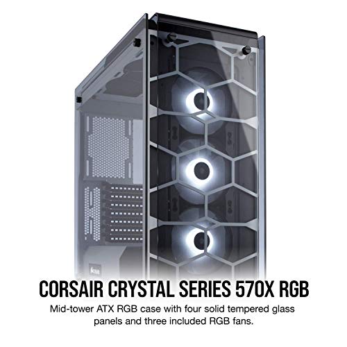 Corsair Crystal 570X Midi-Tower Negro gabinete de computadora - Caja de ordenador (Midi-Tower, PC, Vidrio, Negro, Juego, Ventiladores de la caja)