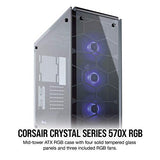 Corsair Crystal 570X Midi-Tower Negro gabinete de computadora - Caja de ordenador (Midi-Tower, PC, Vidrio, Negro, Juego, Ventiladores de la caja)