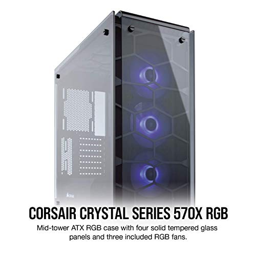 Corsair Crystal 570X Midi-Tower Negro gabinete de computadora - Caja de ordenador (Midi-Tower, PC, Vidrio, Negro, Juego, Ventiladores de la caja)