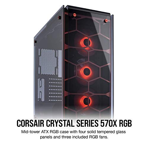 Corsair Crystal 570X Midi-Tower Negro gabinete de computadora - Caja de ordenador (Midi-Tower, PC, Vidrio, Negro, Juego, Ventiladores de la caja)