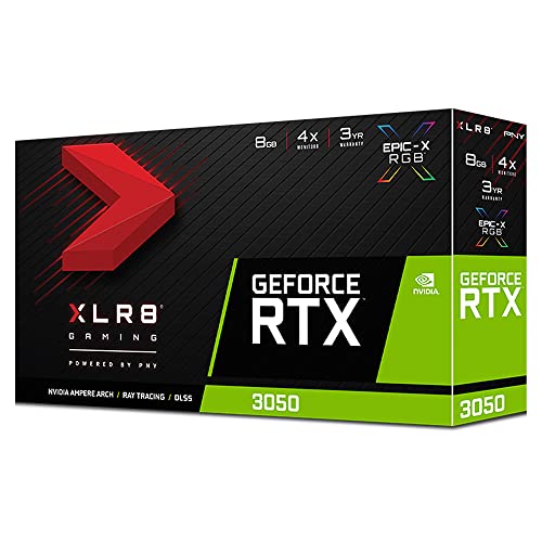 PNY GeForce RTX™ 3050 8GB XLR8 Gaming Revel Epic-X RGB™ Tarjeta gráfica de Doble Ventilador