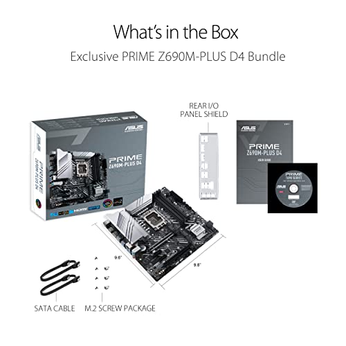 ASUS Prime Z690M-PLUS D4 - Placa base para gaming Intel LGA 1700, Intel Z690, mATX, PCIe 5.0, 3 módulos M.2, memoria DDR4, Thunderbolt 4, Aura Sync)