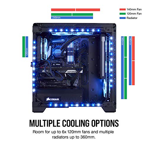 Corsair Crystal 570X Midi-Tower Negro gabinete de computadora - Caja de ordenador (Midi-Tower, PC, Vidrio, Negro, Juego, Ventiladores de la caja)