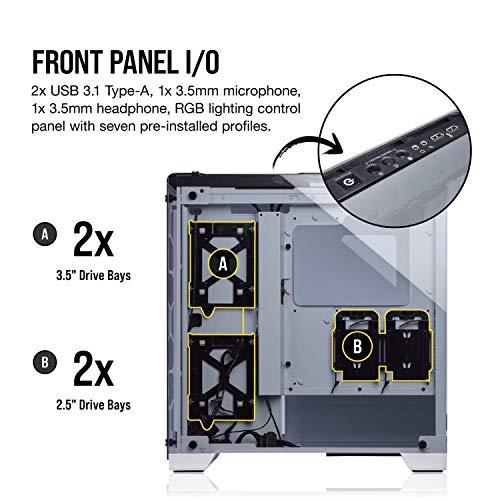 Corsair Crystal 570X Midi-Tower Negro gabinete de computadora - Caja de ordenador (Midi-Tower, PC, Vidrio, Negro, Juego, Ventiladores de la caja)