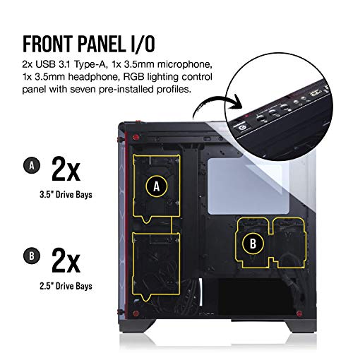 Corsair Crystal 570X Midi-Tower Negro gabinete de computadora - Caja de ordenador (Midi-Tower, PC, Vidrio, Negro, Juego, Ventiladores de la caja)