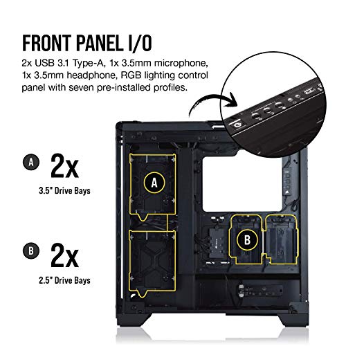Corsair Crystal 570X Midi-Tower Negro gabinete de computadora - Caja de ordenador (Midi-Tower, PC, Vidrio, Negro, Juego, Ventiladores de la caja)
