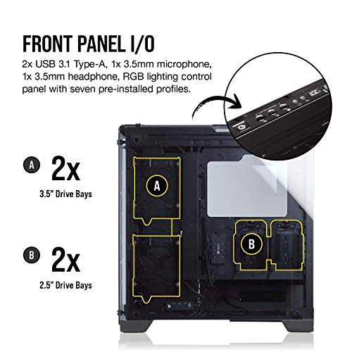 Corsair Crystal 570X Midi-Tower Negro gabinete de computadora - Caja de ordenador (Midi-Tower, PC, Vidrio, Negro, Juego, Ventiladores de la caja)