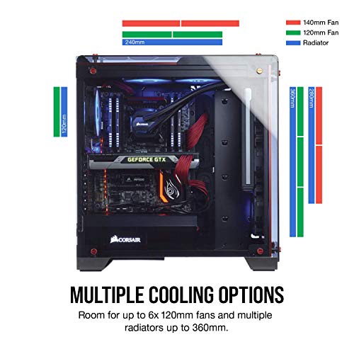Corsair Crystal 570X Midi-Tower Negro gabinete de computadora - Caja de ordenador (Midi-Tower, PC, Vidrio, Negro, Juego, Ventiladores de la caja)